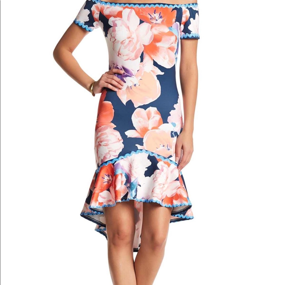Fishtail hem high-low bodycon dress